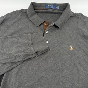 Polo‎ Ralph Lauren Men's XXL Long Sleeve 3 Button Pullover  Gray Pony Logo Soft